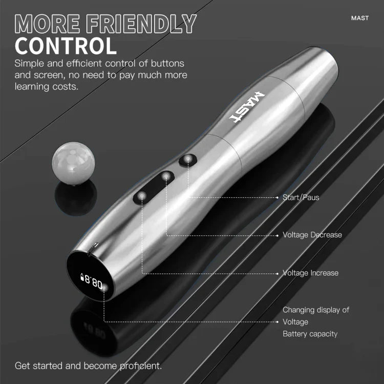 MAST P20 Wireless Tattoo Pen Black 2.5MM Stroke Permanent Makeup